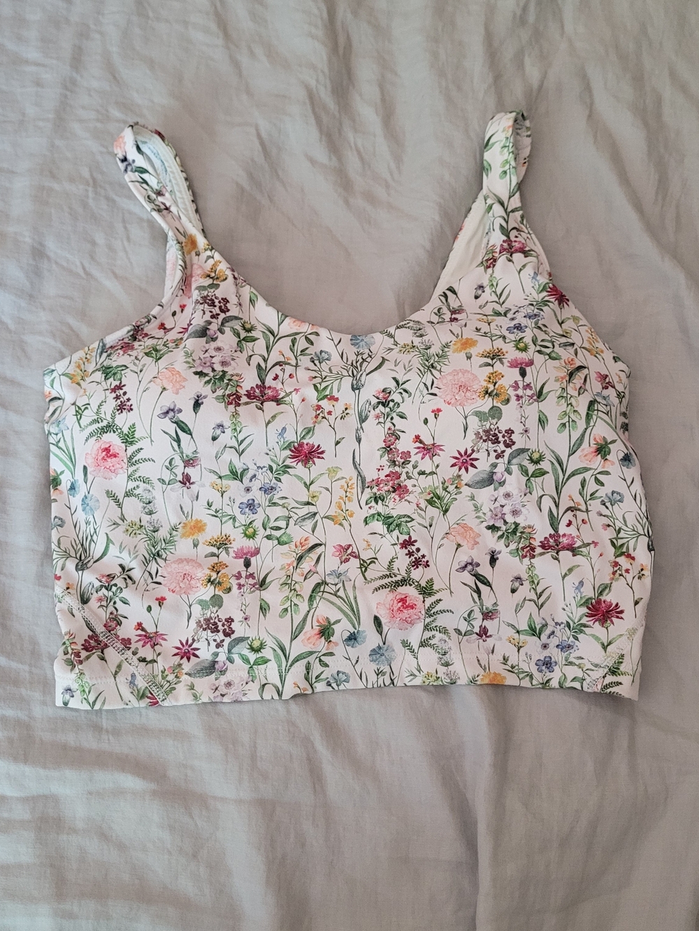 SHEIN White Floral Crop Sports Bra